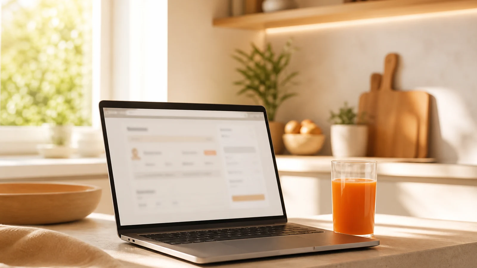 IM8 Deutschland Checkout unscharf mit orangefarbenem Drink